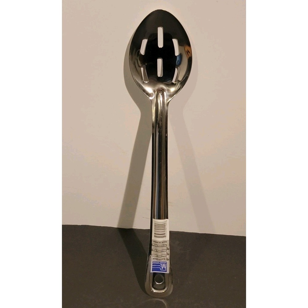 Slotted Stainless Steel Kitchen Basting Spoon Silver 13" Straight Handle‎